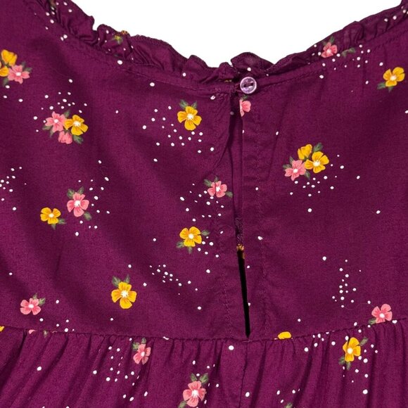 Old Navy Boho Floral Blouse Sz.3XL Fuchsia Modal Ruffle Bell Sleeve Cottage - Picture 7 of 14